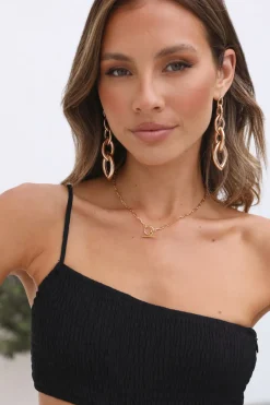 Earrings>Hello Molly Linked To You Earrings Gold