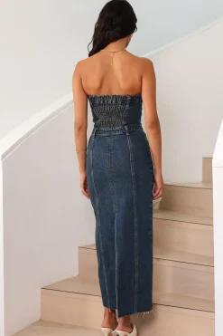 Date Night Dresses|Brunch Dresses>Lioness Vista Denim Dress Denim Blue