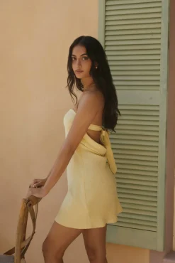 Vacation Dresses|Brunch Dresses>Hello Molly Liora Lights Strapless Mini Dress Yellow