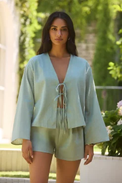 Two-Piece Shorts Set>Hello Molly Listen Closely Set Sage