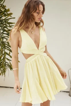 Spring Break Dresses|Brunch Dresses>Hello Molly Listen In Mini Dress Yellow