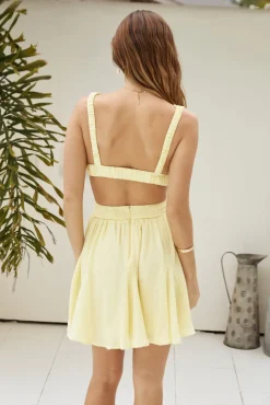 Spring Break Dresses|Brunch Dresses>Hello Molly Listen In Mini Dress Yellow