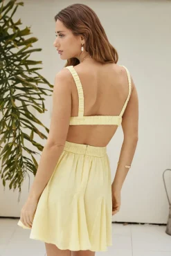Spring Break Dresses|Brunch Dresses>Hello Molly Listen In Mini Dress Yellow