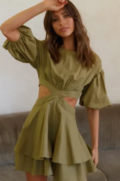Spring Break Dresses|Summer Dresses>Hello Molly Little By Little Dress Olive