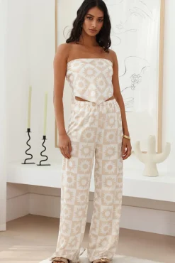 Cropped|Two-Piece Pants Set>Hello Molly Live to Create Set Beige