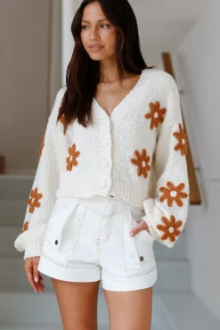Cropped|Cardigans>JACQUIE THE LABEL Lost Dreamer Knit Cardigan Natural