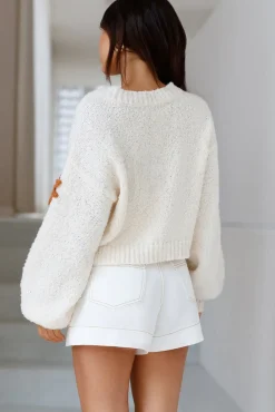 Cropped|Cardigans>JACQUIE THE LABEL Lost Dreamer Knit Cardigan Natural