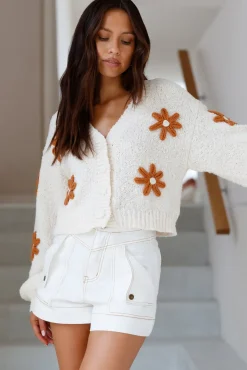 Cropped|Cardigans>JACQUIE THE LABEL Lost Dreamer Knit Cardigan Natural