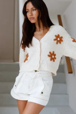 Cropped|Cardigans>JACQUIE THE LABEL Lost Dreamer Knit Cardigan Natural