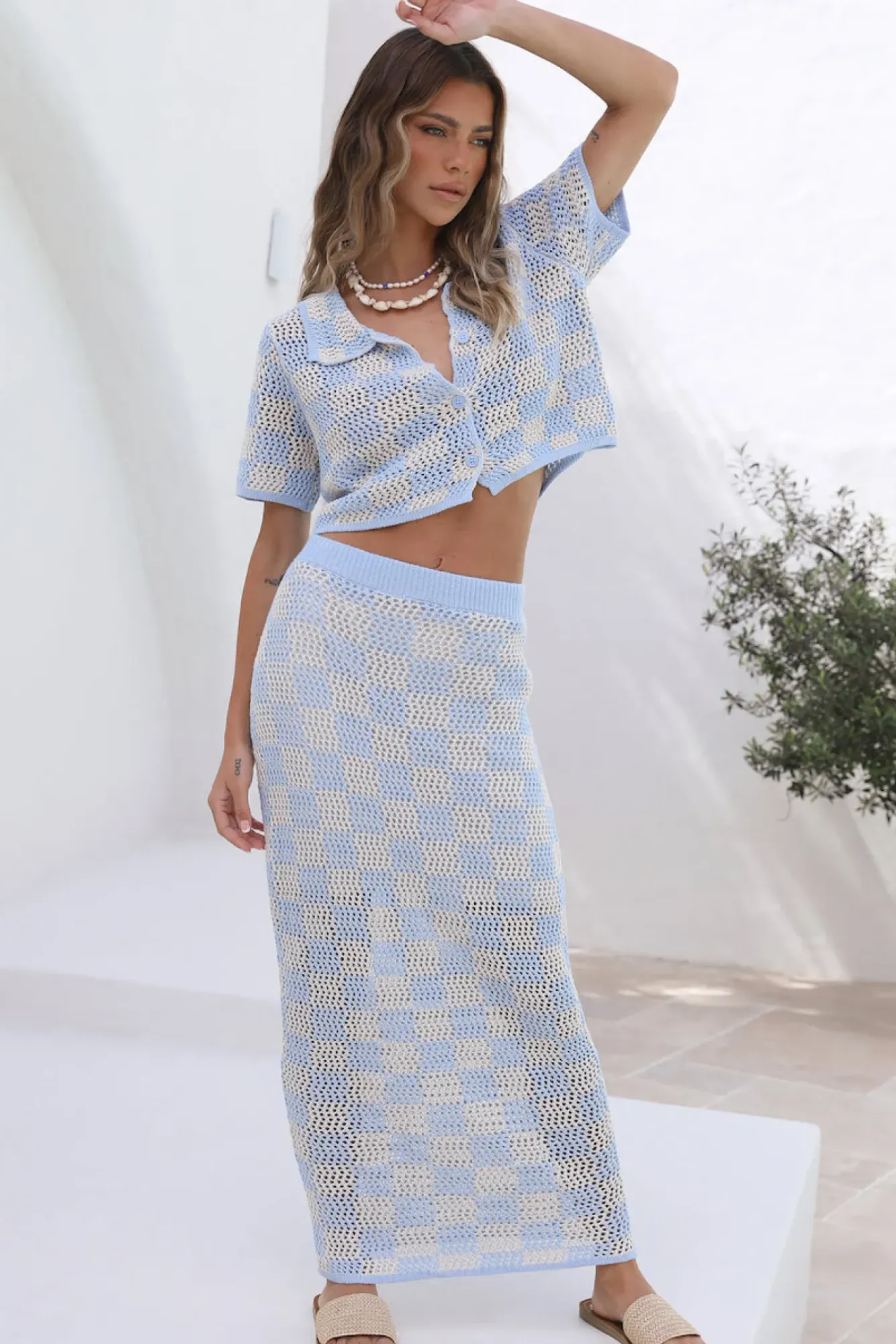 Skirts|Skirt And Top Sets>Hello Molly Lost Memories Maxi Skirt Blue