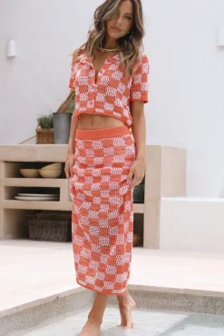 Skirts|Skirt And Top Sets>Hello Molly Lost Memories Maxi Skirt Orange