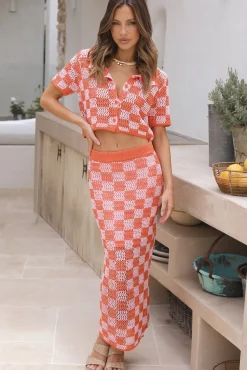 Skirts|Skirt And Top Sets>Hello Molly Lost Memories Maxi Skirt Orange