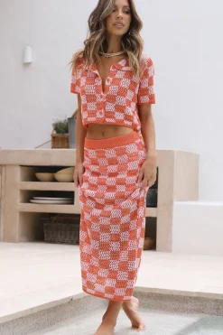 Skirts|Skirt And Top Sets>Hello Molly Lost Memories Maxi Skirt Orange