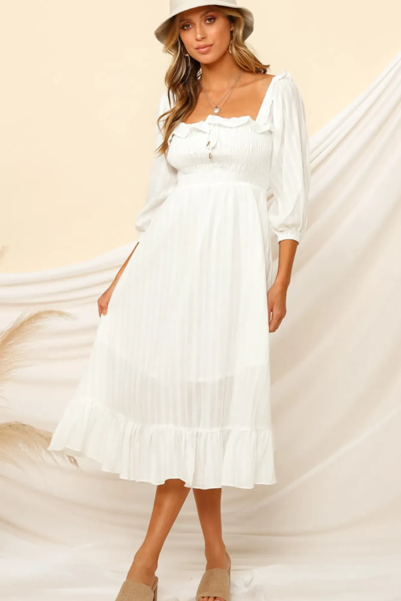 Vacation Dresses|Spring Break Dresses>Hello Molly Loved By The Moon Midi Dress White