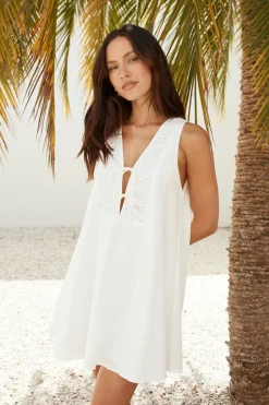Vacation Dresses|Date Night Dresses>Hello Molly Love In Limoncello Mini Dress White