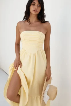 Wedding Guest Dresses|Brunch Dresses>Hello Molly Love In The Summer Maxi Dress Yellow