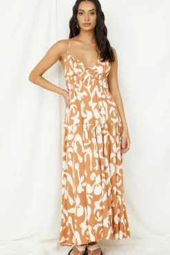 Vacation Dresses|Spring Break Dresses>Hello Molly Lover Of Love Maxi Dress Brown
