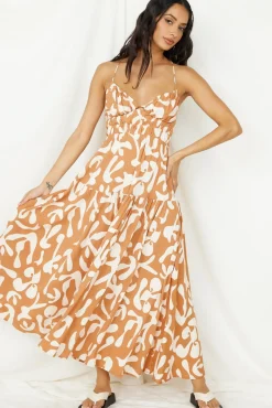 Vacation Dresses|Spring Break Dresses>Hello Molly Lover Of Love Maxi Dress Brown