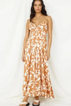 Vacation Dresses|Spring Break Dresses>Hello Molly Lover Of Love Maxi Dress Brown