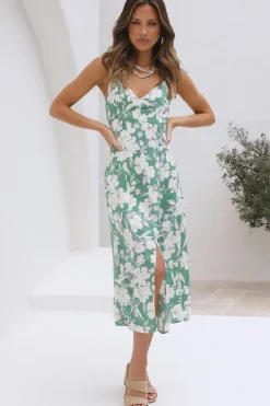 Maxi Dresses>Hello Molly Low Tide Maxi Dress Green