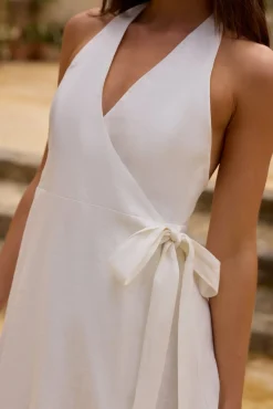 Vacation Dresses|Brunch Dresses>Fortunate One Lucia 100% Linen Mini Dress White