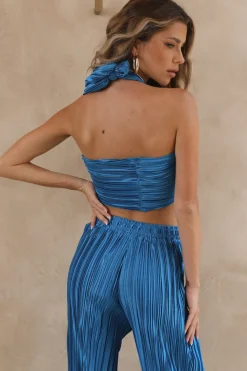 Cropped>Hello Molly Lucky Strike Crop Top Blue