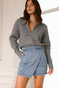 Long Sleeve|Cropped>Hello Molly Luella Knit Top Grey