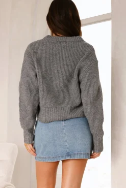 Long Sleeve|Cropped>Hello Molly Luella Knit Top Grey
