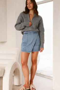 Long Sleeve|Cropped>Hello Molly Luella Knit Top Grey