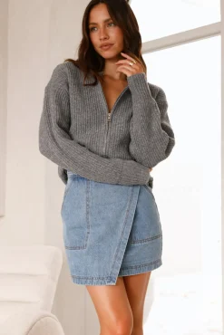 Long Sleeve|Cropped>Hello Molly Luella Knit Top Grey