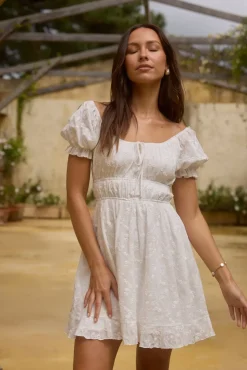 Brunch Dresses|Casual Dresses>Hello Molly Lullaby of Lilies Mini Dress White