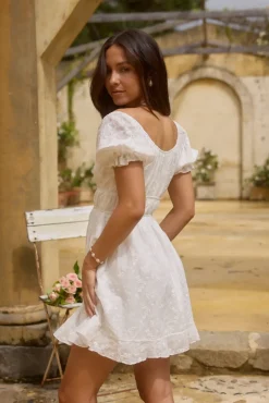 Brunch Dresses|Casual Dresses>Hello Molly Lullaby of Lilies Mini Dress White