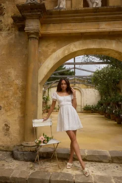 Brunch Dresses|Casual Dresses>Hello Molly Lullaby of Lilies Mini Dress White