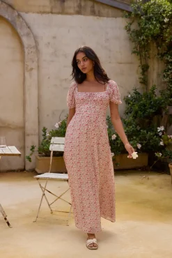 Vacation Dresses|Brunch Dresses>Hello Molly Luminous Dreams Floral Maxi Dress Pink