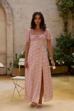 Vacation Dresses|Brunch Dresses>Hello Molly Luminous Dreams Floral Maxi Dress Pink