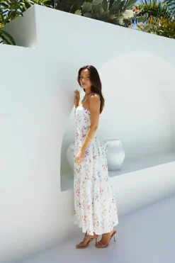 Cocktail Dresses|Vacation Dresses>Hello Molly Luminous Field Floral Maxi Dress White