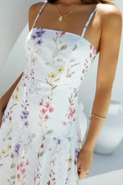 Cocktail Dresses|Vacation Dresses>Hello Molly Luminous Field Floral Maxi Dress White