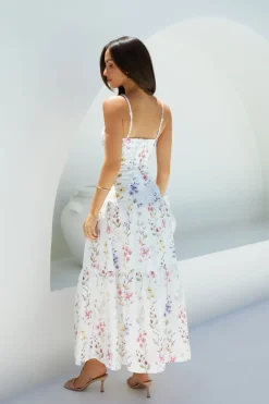 Cocktail Dresses|Vacation Dresses>Hello Molly Luminous Field Floral Maxi Dress White