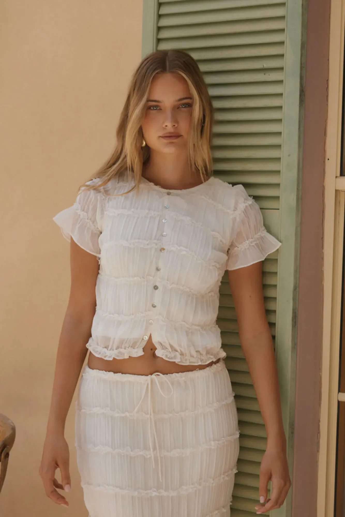 Fashion Tops And Vests|Cropped>Hello Molly Luna and Lola Set White