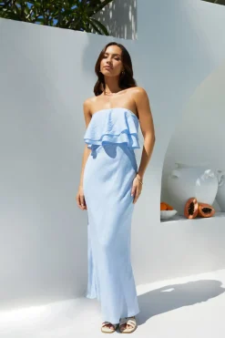 Formal Dresses|Cocktail Dresses>Hello Molly Luna Cascade Strapless Maxi Dress