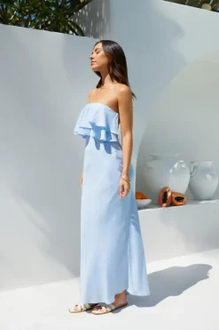 Formal Dresses|Cocktail Dresses>Hello Molly Luna Cascade Strapless Maxi Dress
