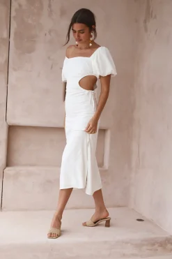 Summer Dresses|Linen Dresses>Hello Molly Luna Eclipse Maxi Dress White