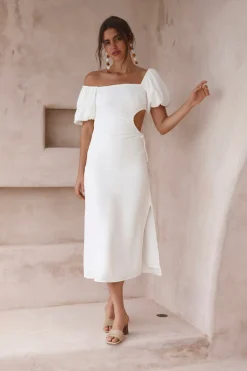 Summer Dresses|Linen Dresses>Hello Molly Luna Eclipse Maxi Dress White