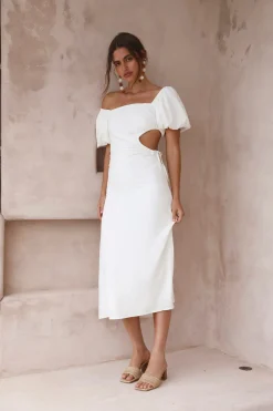 Summer Dresses|Linen Dresses>Hello Molly Luna Eclipse Maxi Dress White