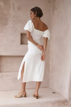 Summer Dresses|Linen Dresses>Hello Molly Luna Eclipse Maxi Dress White