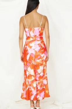Vacation Dresses|Multipattern Dresses>Hello Molly Luna Magic Midi Dress Orange