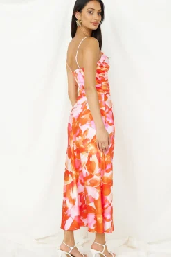 Vacation Dresses|Multipattern Dresses>Hello Molly Luna Magic Midi Dress Orange