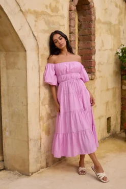 Wedding Guest Dresses|Brunch Dresses>Hello Molly Lush Petal Maxi Dress Pink