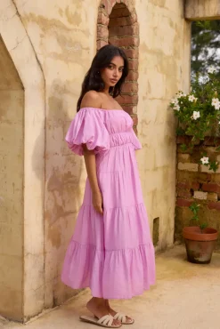 Wedding Guest Dresses|Brunch Dresses>Hello Molly Lush Petal Maxi Dress Pink