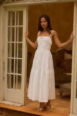 Wedding Guest Dresses|Vacation Dresses>Hello Molly Luxe Horizon Maxi Dress White